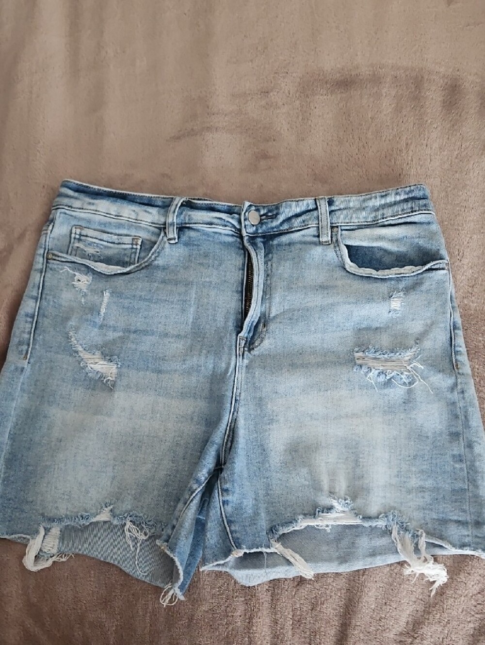 Light Blue Distressed Denim Jean Shorts